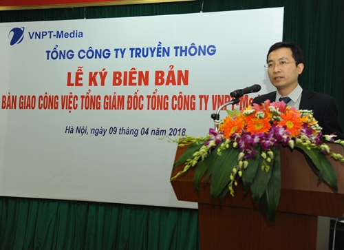Tân Tổng Giám đốc VNPT-Media Dương Thành Long phát biểu nhận nhiệm vụ
