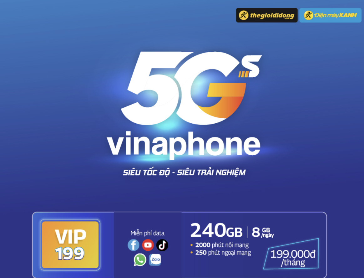 Trải nghiệm 5G đỉnh cao của VNPT cùng gói cước VIP199/VIP249 tại Thế Giới Di Động