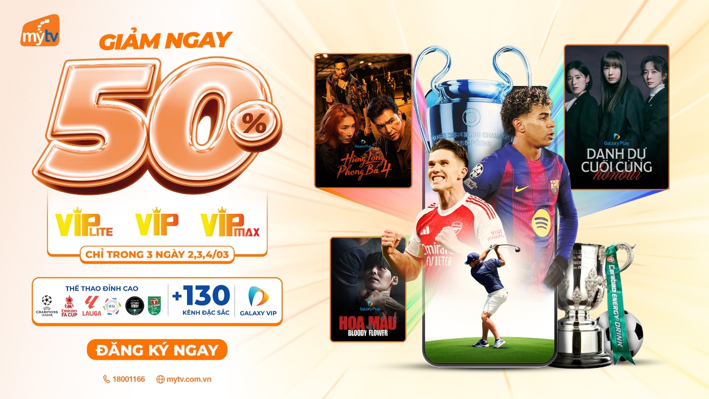 Tháng 3 này, chọn ngay “Ngày đôi” hưởng ưu đãi 50% gói dịch vụ đa nhà mạng của MyTV