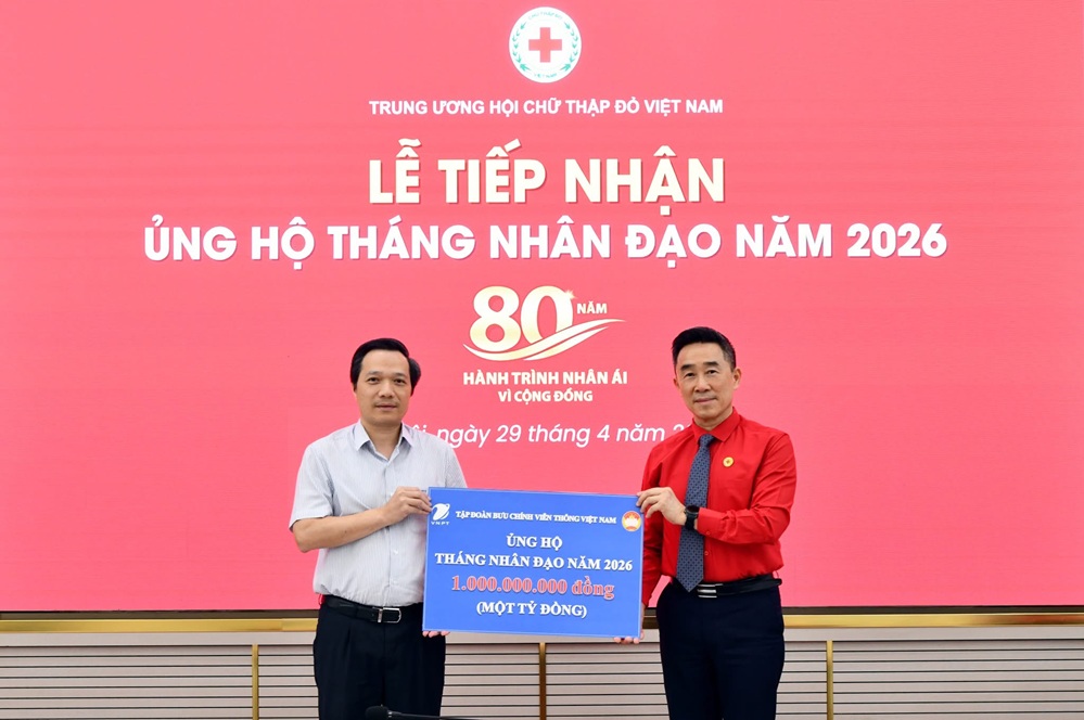 Tập đoàn VNPT trao số tiền 1 tỷ đồng ủng hộ các Hoạt động Nhân đạo năm 2026